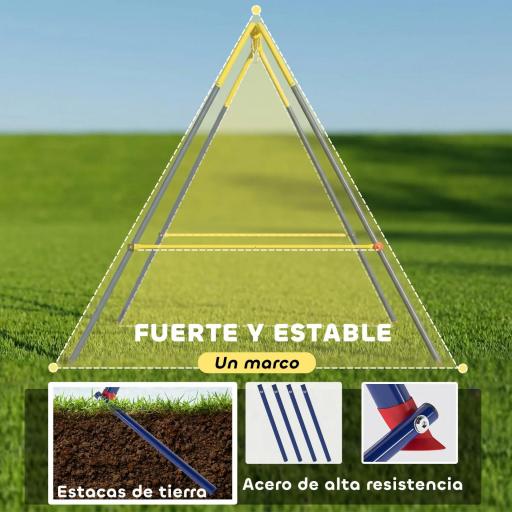 Estructura de Columpio Infantil Plegable con 2 Ganchos 4 Estacas Resistente para 50 kg Forma A 128x155x157 cm Azul [2]