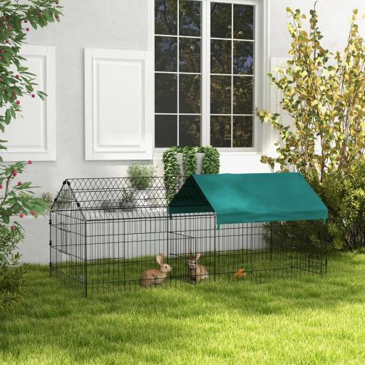 Jaula para Animales Pequeños de Acero con Puertas y Tela Superior para Conejos Chinchillas Gallinas 185x75x75 cm Verde