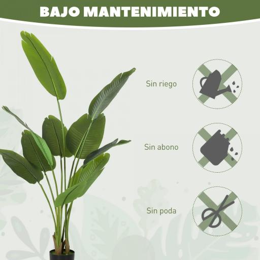 Planta Artificial Decorativa 160 cm Bananera Artificial con Maceta y Hojas para Interior Verde [7]
