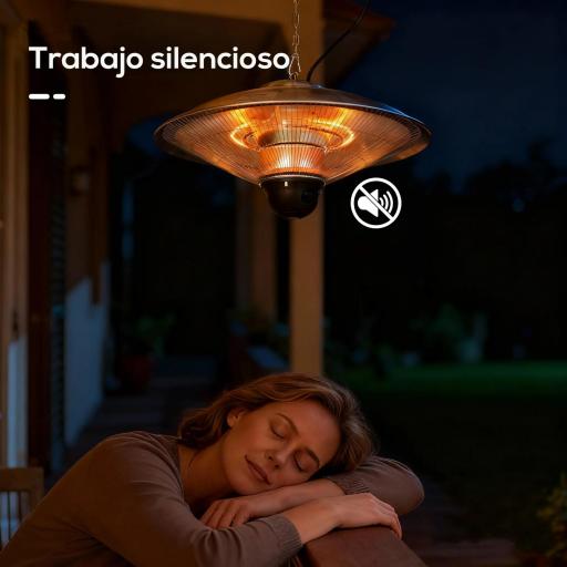 Calefactor Exterior de Techo 1010/2210W Estufa de Infrarrojos con Mando a Distancia Ø58,5x33 cm 12,6 m² Plata [2]