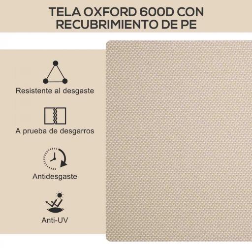Set 2 Sillas de Jardín Plegables con Reposabrazos Sillas para Camping y Playa en Tela Oxford y Acero 54x59x78 cm Caqui [3]