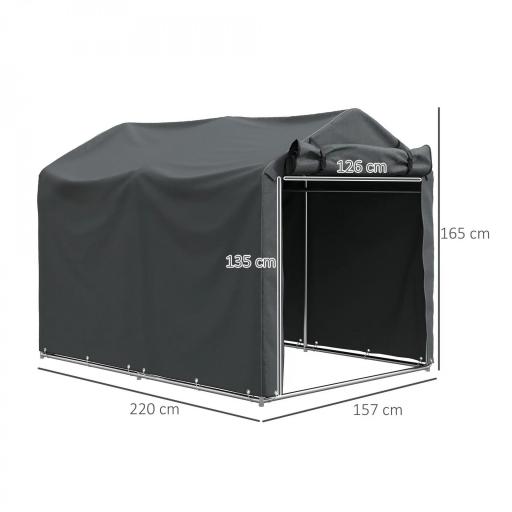 Carpa de Jardín Exterior para Herramientas Bicicletas 2,2x1,57x1,65 m con Puerta con Cremallera Impermeable Gris Oscuro [1]