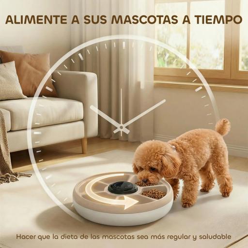 Comedero Automático para Gatos y Perros con Paquete de Hielo Temporizador Programable 6 Cuencos Pantalla LED [3]