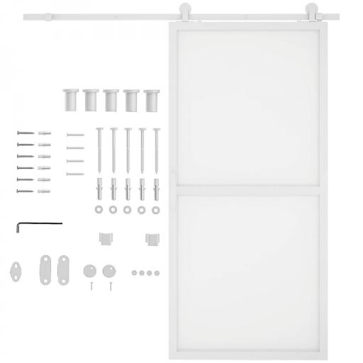 Herrajes para Puertas Correderas 200 cm Kit de Accesorios para Puerta Corredera con 2 Rieles y Guía Blanco [8]