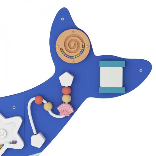 Tablero Sensorial Montessori Tema Ballena Busy Board Panel Sensorial Montessori 13 en 1 para Niños +2 Años Azul [12]