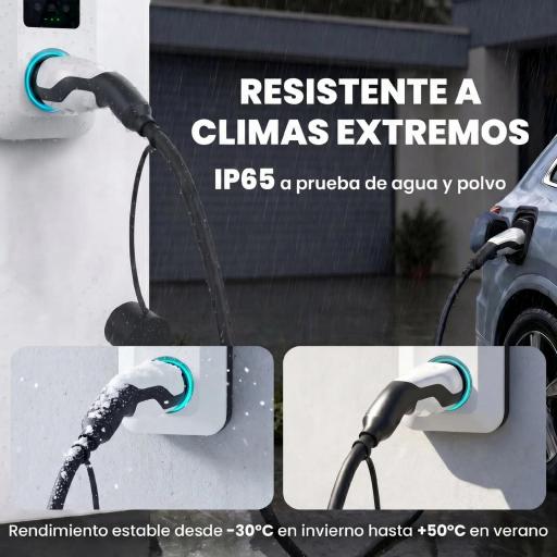 Cargador para Coche Eléctrico Tipo 2 2,2kW 32A Modo 3 Trifásico 5m IP65 con Bolsa y Paño de Limpieza para EV y PHEV Negro [5]