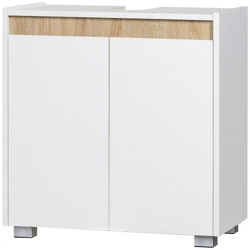 Mueble para Debajo del Lavabo Armario Bajo con 2 Puertas y Almacenamiento Interior 57x33x60 cm Blanco [10]