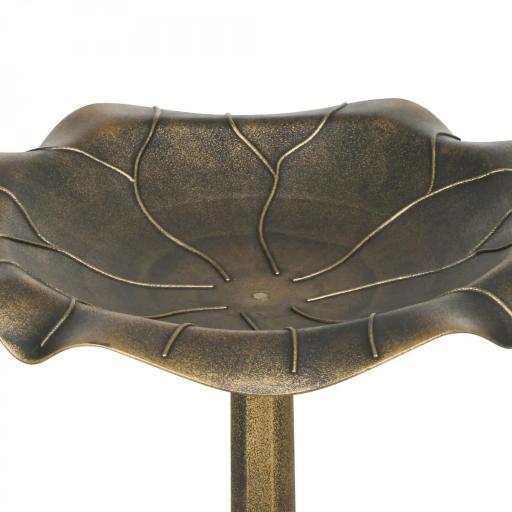 Baño para Pájaros de Jardín Exterior 71 cm con Diseño Hoja de Loto y Acabado Envejecido Ligero y Resistente Bronce [6]