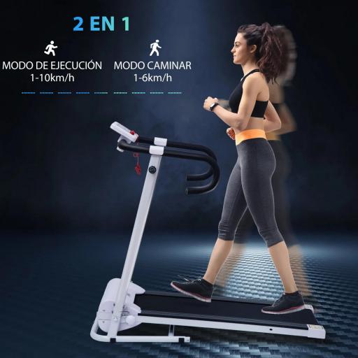 Cinta de Andar Plegable Cinta de Correr Eléctrica Velocidad de 1-10km/h con Pantalla LCD y Carga Máx. 110 kg para Fitness Hogar Oficina 125x61x118 cm Blanco y Negro [5]