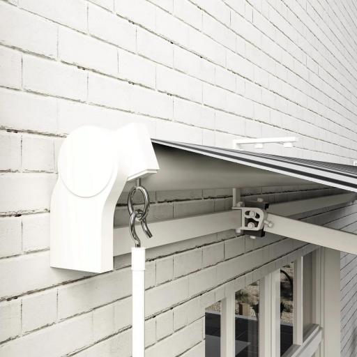 Toldo Manual Retráctil 395x245 cm Ángulo Ajustable Brazo Articulado Anti-UV e Impermeable Montaje a Pared Azul y Blanco [7]