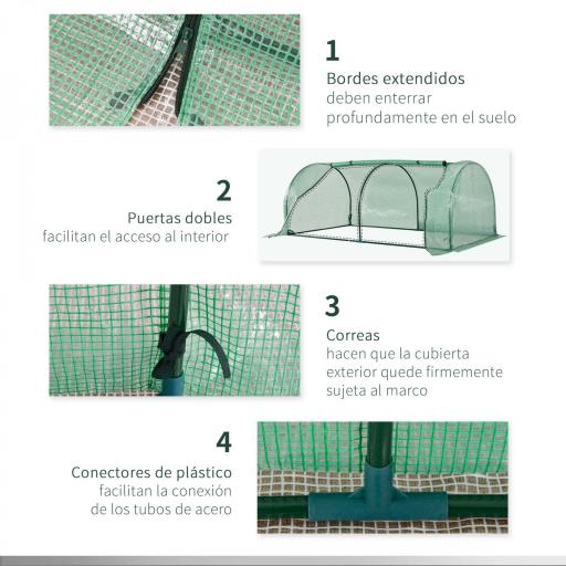 Mini Invernadero 200x100x80 cm para Jardín Vivero Casero Tipo Túnel con Marco de Acero y Cubierta Plástico Verde [5]