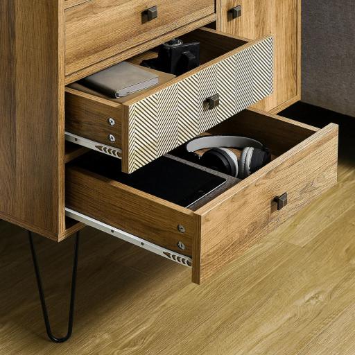 Cómoda con 4 Cajones Estilo Boho Cajonera de Madera con Patas de Metal para Salón Dormitorio 79x39x86 cm Marrón [6]