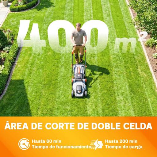 Cortacésped a Batería Inalámbrico 18V con 2 Baterías de 4Ah Ancho de Corte de 34 cm y Función de Mulching Motor 700 W [3]