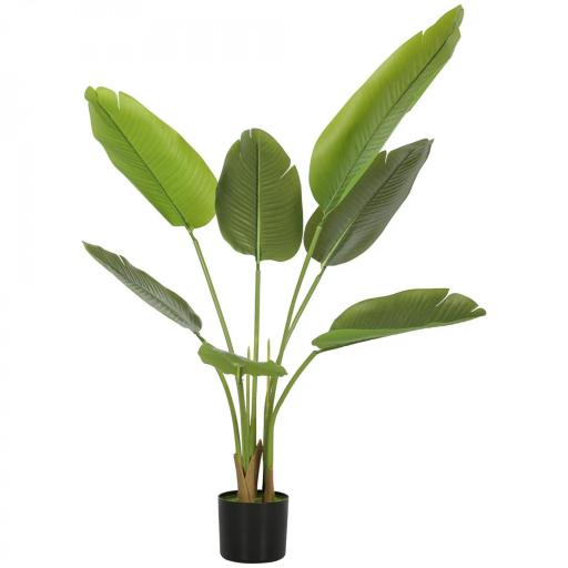 Planta Artificial Decorativa 109 cm Bananera Artificial con Maceta y Hojas para Interior Verde [9]