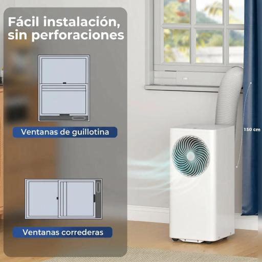 Aire Acondicionado Portátil 9000 BTU 4 en 1 Enfriamiento Deshumidificador Ventilador Modo de Sueño para 33 m² Blanco [6]