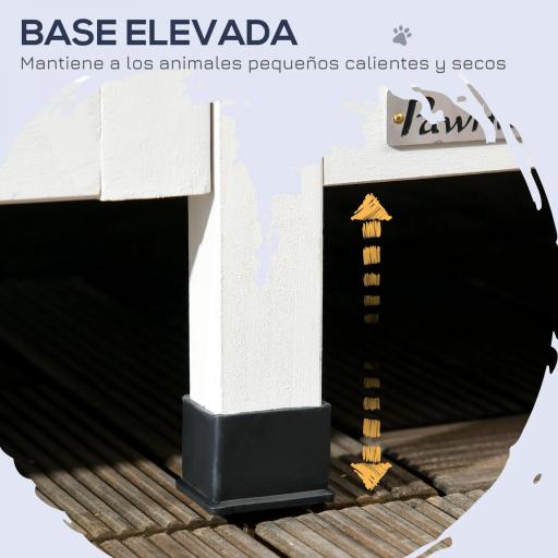 Caseta de Madera de Exterior para Gatos Casa para Gatos Refugio para Gatos de 2 Niveles 96x65x85,5 cm Gris [5]