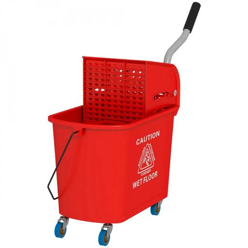 Cubo de Fregar 20L con Ruedas y Escurridor Cubo para Fregona con Separador de Agua 60x27x70,5 cm Rojo [9]