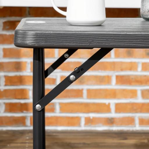 Mesa de Comedor Exterior Plegable para 4 Personas con Altura Ajustable y Marco de Acero 118x60x56-74 cm Gris Oscuro [2]
