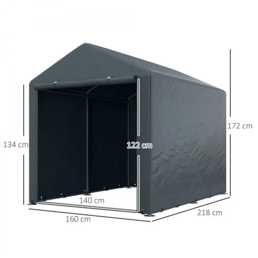Carpa para Herramientas Bicicletas y Motos 1,6x2,2x1,7 m con 2 Habitaciones Puerta con Cremallera Impermeable Gris [1]