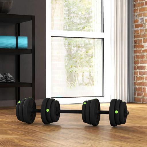 Juego de Mancuernas Ajustables 25 kg 2 en 1 con Barras Conexión y Mangos Antideslizantes para Gimnasio en Casa Negro