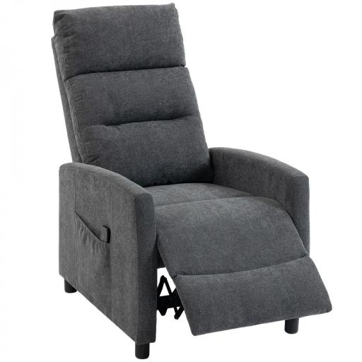 Sillón de Masaje Reclinable con Reposapiés 2 Zonas de Masaje Respaldo Alto Bolsillos Tapizado en Chenilla Gris [9]