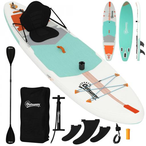 Tabla Paddle Surf Hinchable SUP Extra Largo de 335 cm con Asiento Remo Convertible Aletas Bomba y Mochila Carga 180 kg [9]