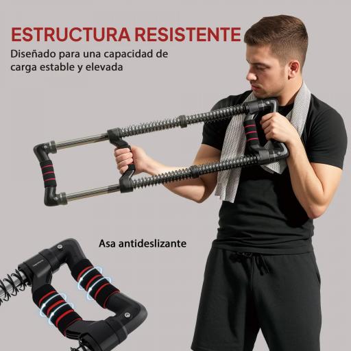 Expansor de Pecho con Resistencia Ajustable de 10-50 kg para Desarrollo Muscular de Brazos 80x22x5 cm Negro [6]