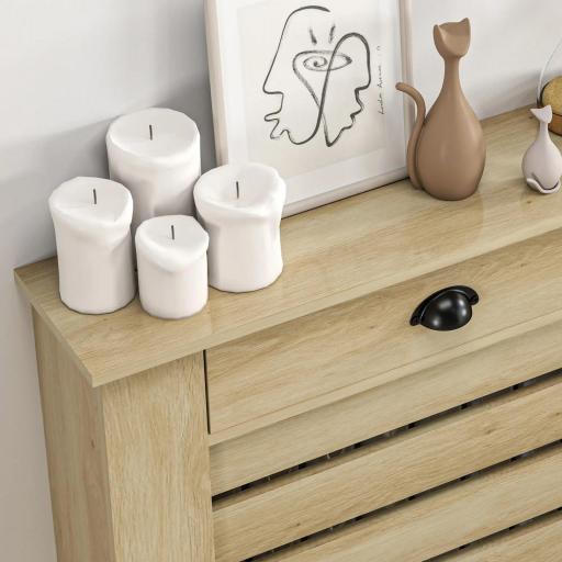 Cubre Radiadores de MDF con Cajón Cubierta para Radiador para Salón Dormitorio Pasillo 78x19x95,5 cm Roble [7]