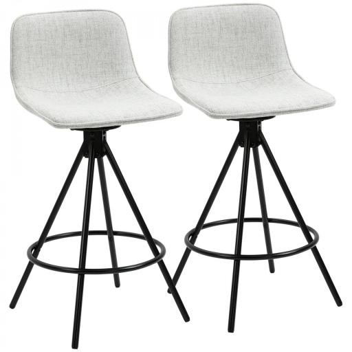 Conjunto de 2 Taburetes Altos de Cocina con Asiento Giratorio Taburetes de Bar Tapizados 41,5x47,5x90 cm Gris Claro [8]