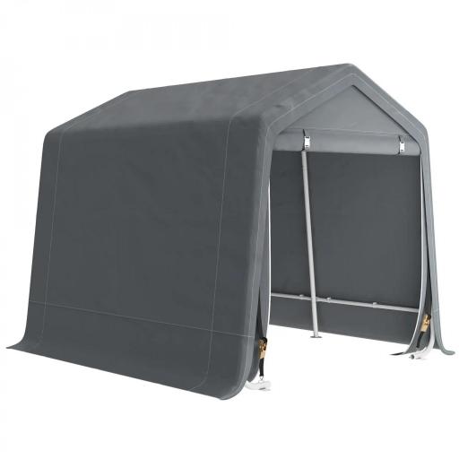 Carpa de Jardín para Bicicletas con Marco de Metal 2 Puertas con Cremallera Impermeable Anti-UV 2,4x2x2 m Gris Oscuro [8]