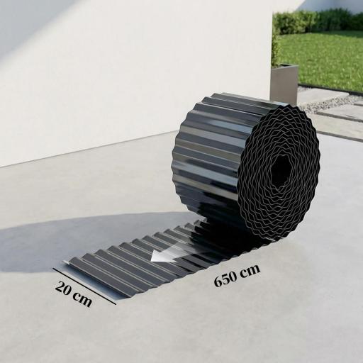 Valla de Jardín Metálica 650x20 cm de Acero Galvanizado Resistente para Huerto Patio Terraza Césped Gris Oscuro [1]