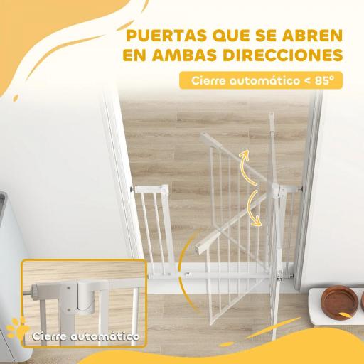 Barrera de Seguridad para Niños y Perros Ancho 76-89 cm Bloqueo Doble y Cierre Automático Apertura Dos Sentidos Blanco [7]