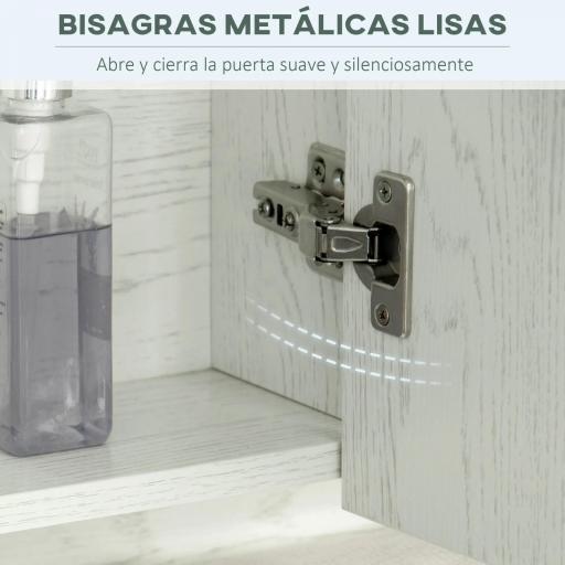 Armario de Baño con Espejo 3 Puertas Estante Ajustable y Compartimento 90x15x75 cm Blanco [4]