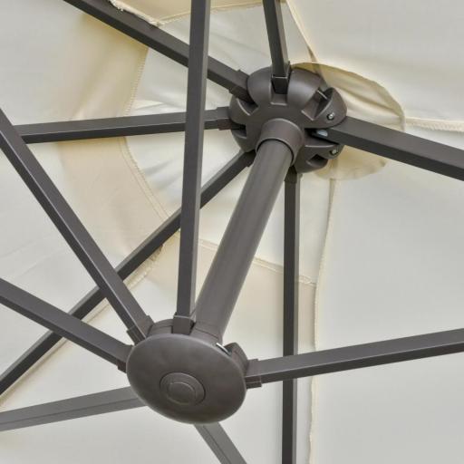Sombrilla Doble para Jardín 455x265x238 cm Parasol Grande con Manivela Manual Resistente al Agua Protección Solar Crema [7]