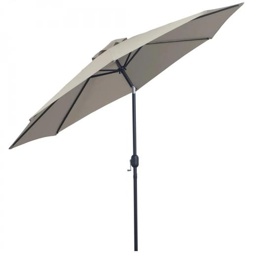 Sombrilla de Jardín Ø295x250 cm con Manivela Parasol Exterior con Mecanismo de Inclinación y Poste Desmontable de Metal para Terraza Piscina Patio Gris Claro [8]
