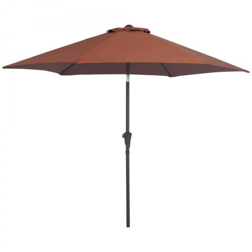 Sombrilla para Jardín Ø260x235 cm Parasol de Aluminio Reclinable con Manivela y 6 Varillas de Metal Café [8]