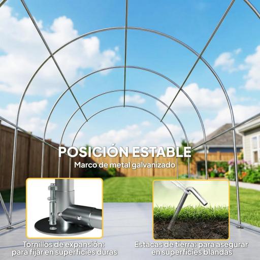 Garaje Exterior para Coche 3x6 m Impermeable con Tejido PE Resistente Marco de Metal Galvanizado UPF 30+ Blanco [3]