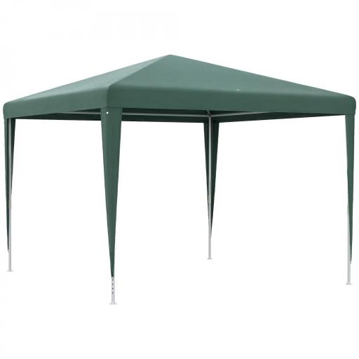Carpa Desmontable 3x3 m Cenador Pabellón de Jardín con 4 Orificios de Drenaje y Marco de Acero para Terraza Patio Verde [8]