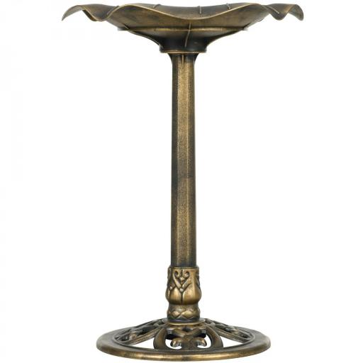 Baño para Pájaros de Jardín Exterior 71 cm con Diseño Hoja de Loto y Acabado Envejecido Ligero y Resistente Bronce [8]
