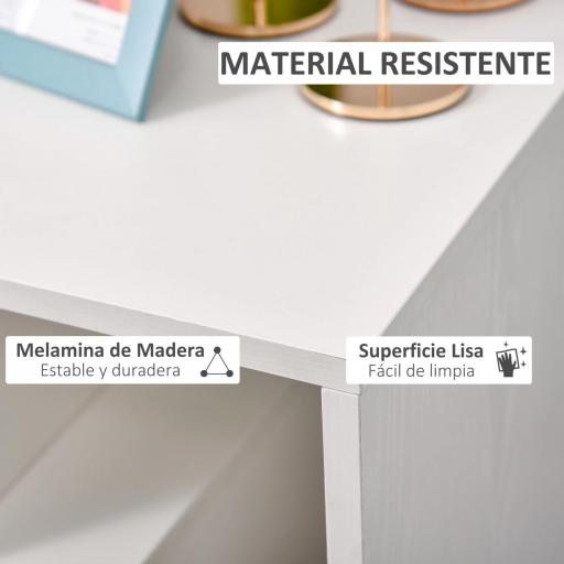 Mesita Auxiliar Mesa Auxiliar Blanca Mesa de Centro con Estantes de Almacenamiento para Salón Dormitorio 45x40x55 cm [5]