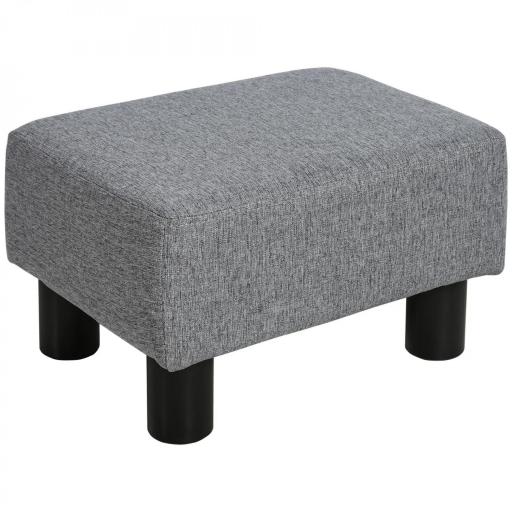 Reposapiés de Salón Taburete Bajo con Asiento Acolchado Rectangular para Sala de Estar Dormitorio 40x30x24 cm Gris [7]