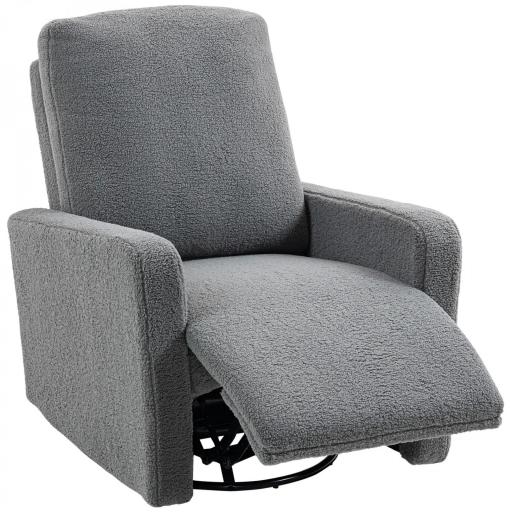 Sillón Relax Reclinable Manual hasta 135º con Reposabrazos Reposapiés Acolchado Grueso y Función de Balanceo 360° Gris [8]