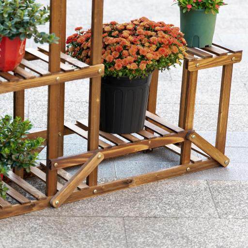 Soporte de Madera para Flores Estantería Decorativa para Macetas Plantas con 6 Estantes Interior y Exterior para Jardín Balcón Terraza 95x28x96,5 cm Carbonizado [7]