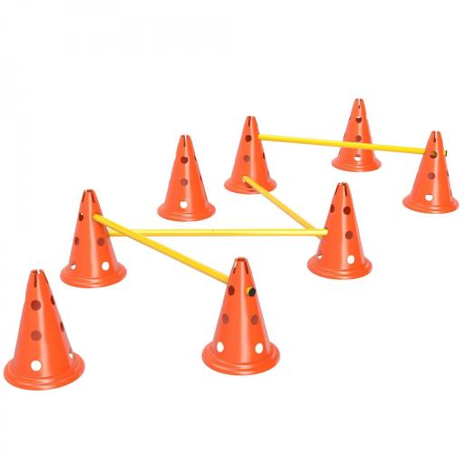 Juego de Agilidad para Perros Vallas de Obstáculos de Entrenamiento de Coordinación 8 Conos 8 Barras Bolsa [8]
