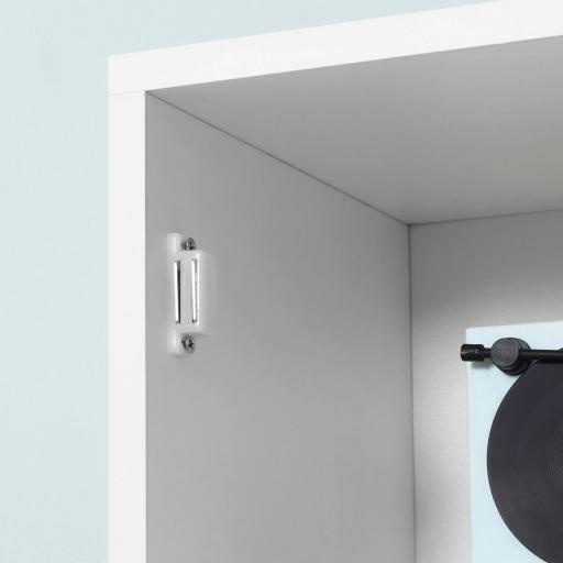 Armario Alto para Baño con Espejo Mueble Columna de Baño Madera con 2 Estantes Abiertos 2 Puertas y Baldas Interiores Ajustables 30x28x180 cm Blanco [3]