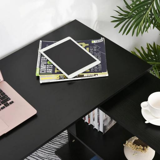 Escritorio en L con Estantería Mesa de Escritorio con Estantes para Oficina Estudio 120x110x74,5 cm Negro [4]