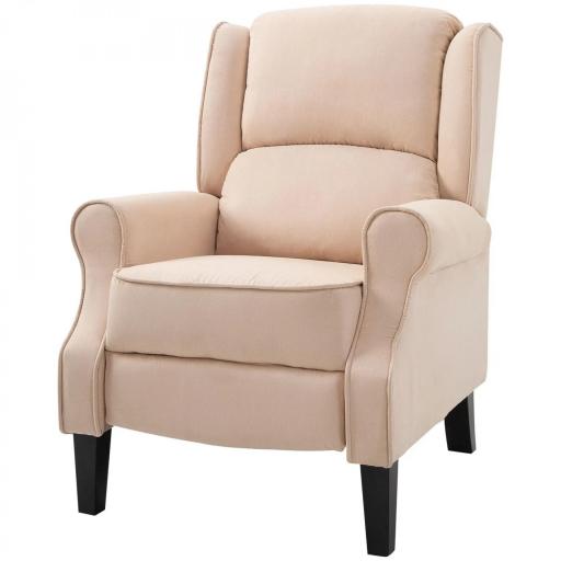Sillón de Masaje Reclinable con Mando a Distancia 2 Zonas de Masaje y Tapizado en Tejido de Ante 78x83x101 cm Crema [9]