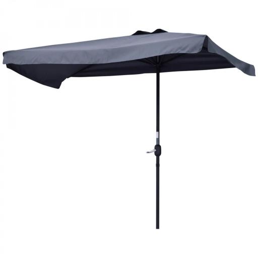 Parasol para Pared 230x130x249 cm Sombrilla Rectangular con Manivela Protección UV Impermeable Gris Oscuro [8]