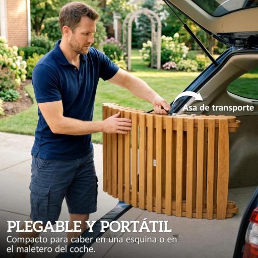 Tumbona Plegable de Madera de Acacia con Cojín Reposacabezas Asa de Transporte para Jardín Terraza 183x54x63 cm Beige [4]