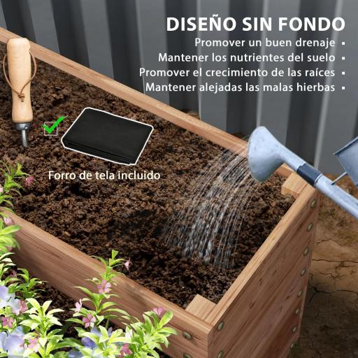 Jardinera de Madera Elevada de 4 Niveles con Diseño de Escalera para Cultivos Plantas Flores 113x113x46 cm Café Oscuro [4]